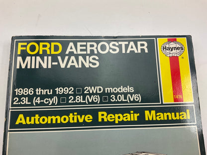 OPEN - Haynes 1476 Repair Manual For 1986-1992 For Aerostar Mini-vans 2.3L 2.8L