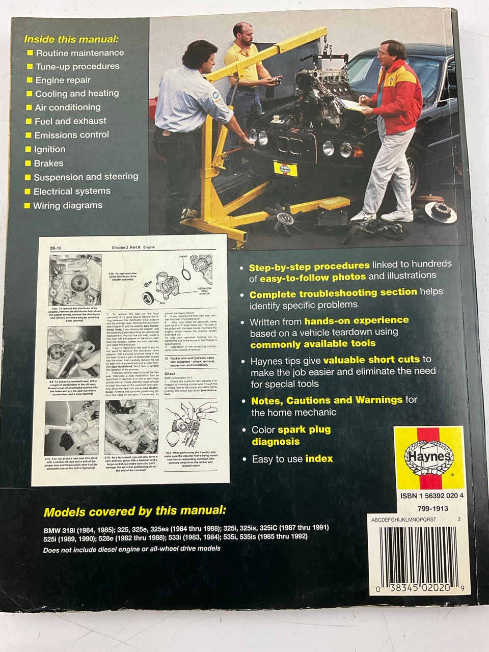 OPENED - Haynes 18020 Repair Manual For 1984-1992 BMW 3 & 5 Series