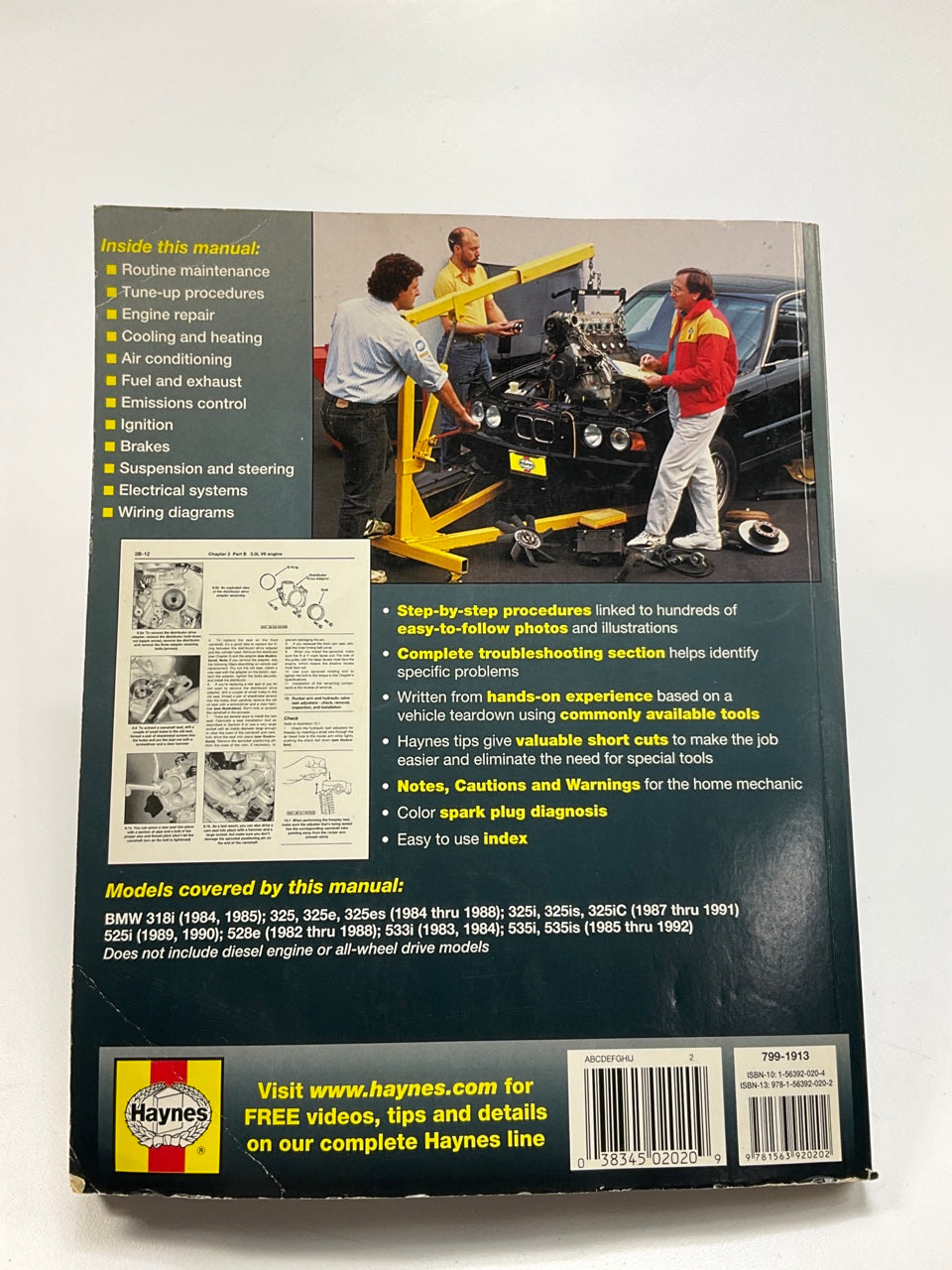 USED - Haynes 18020 Repair Manual For 1984-1992 BMW 3 & 5 Series