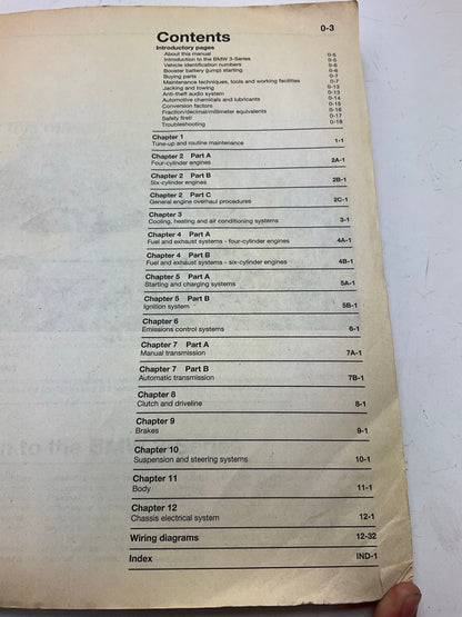 DAMAGED COVER - Haynes 18021 Repair Manual For 1992-1998 BMW 3-Series
