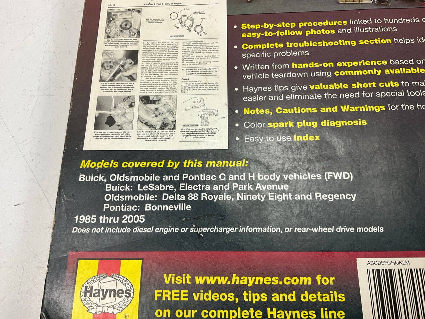 USED Haynes 19020 Repair Manual - 1985-2005 Buick Olds Pontiac Full Size FWD