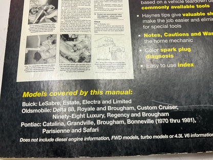 USED Haynes 19025 Repair Manual 1970-1990 Buick Olds Pontiac Full-size Cars RWD