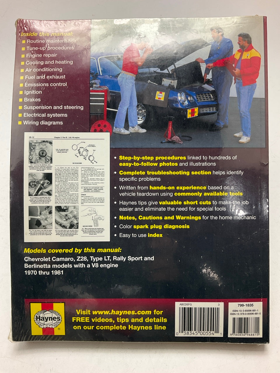 SEALED - Haynes 24015 Automotive Repair Manual 1971-1981 Chevrolet Camaro W/ V8