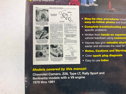 SEALED - Haynes 24015 Automotive Repair Manual 1971-1981 Chevrolet Camaro W/ V8