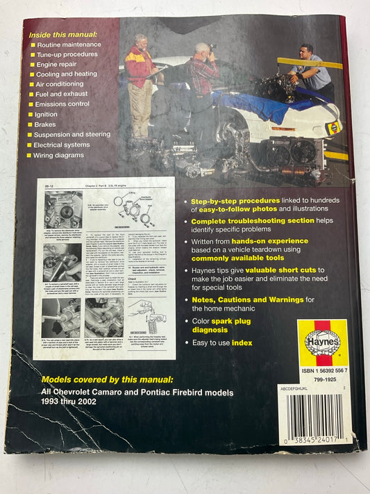 DAMAGED COVER - Haynes 24017 Repair Manual 1993-2002 Chevrolet Camaro & Firebird