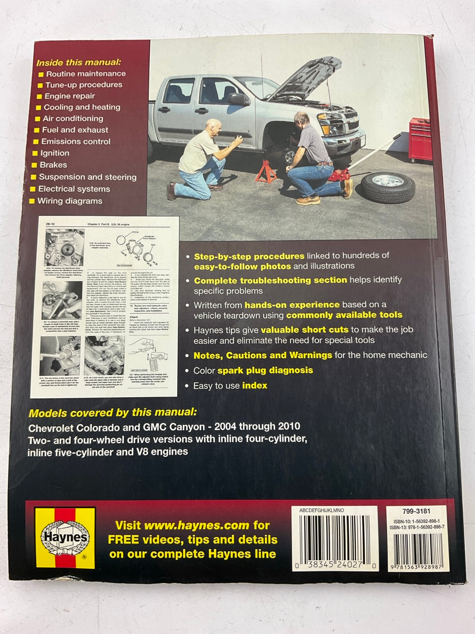 Haynes 24027 Repair Manual For 2004-2010 Chevrolet Colorado & GMC Canyon - OPEN