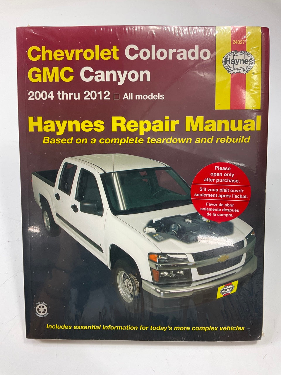 Haynes 24027 Repair Manual For 2004-2012 Chevy Colorado & GMC Canyon - SEALED