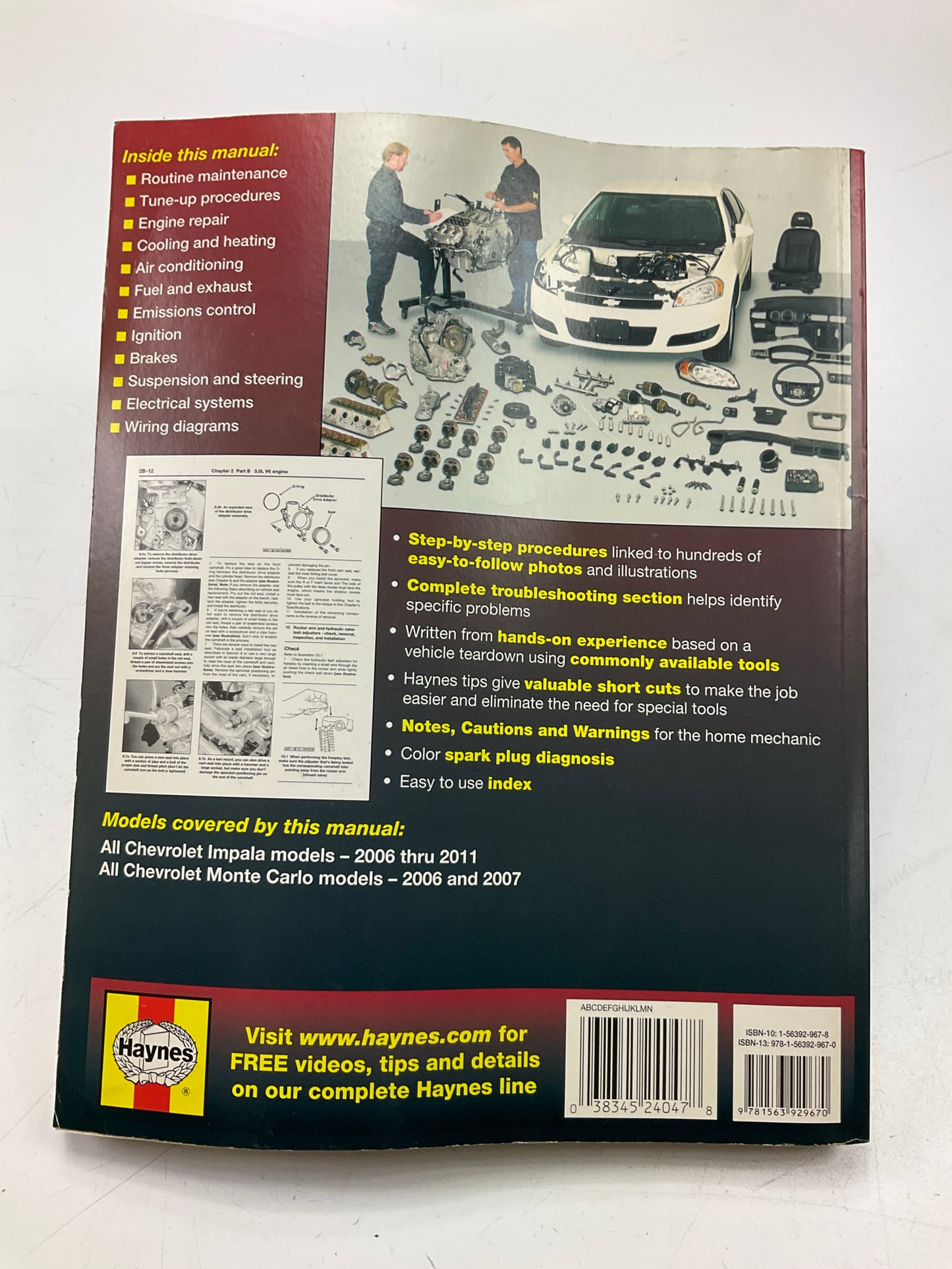 OPENED - Haynes 24047 Repair Manual For 2006-11 Impala, 06-07 Monte Carlo