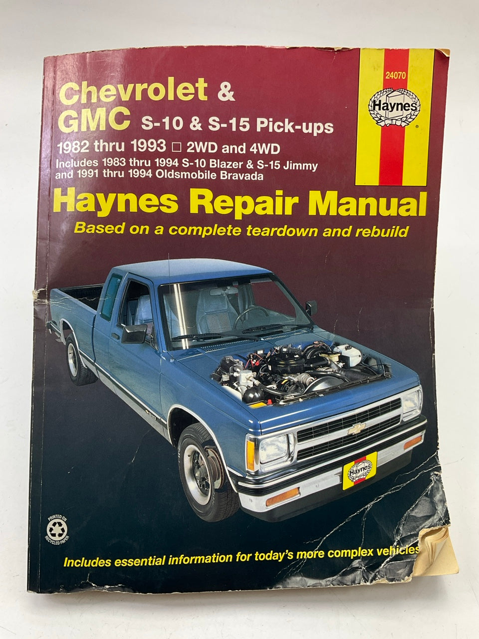 DAMAGED COVER - Haynes 24070 Repair Service Manual For 1982-1993 S10 S15 Pickups