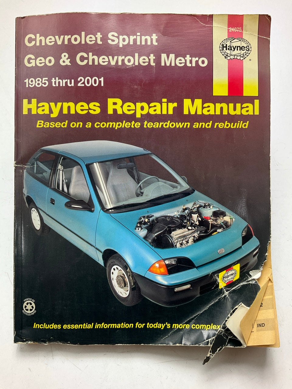 DAMAGED COVER - Haynes 24075 Repair Manual For 1985-2001 Cheby Sprint Geo, Metro