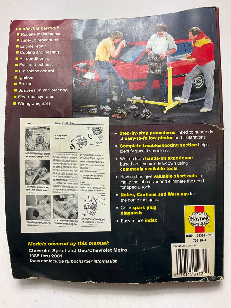 DAMAGED COVER - Haynes 24075 Repair Manual For 1985-2001 Cheby Sprint Geo, Metro