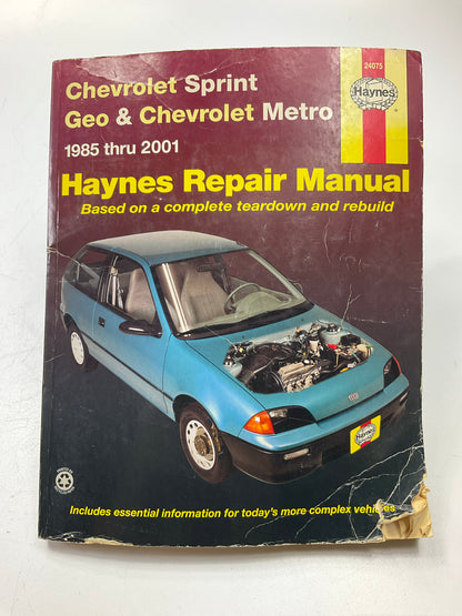 Damaged Cover, Used, Haynes 24075 Repair Manual 1992-2001 Chevy / Geo Metro