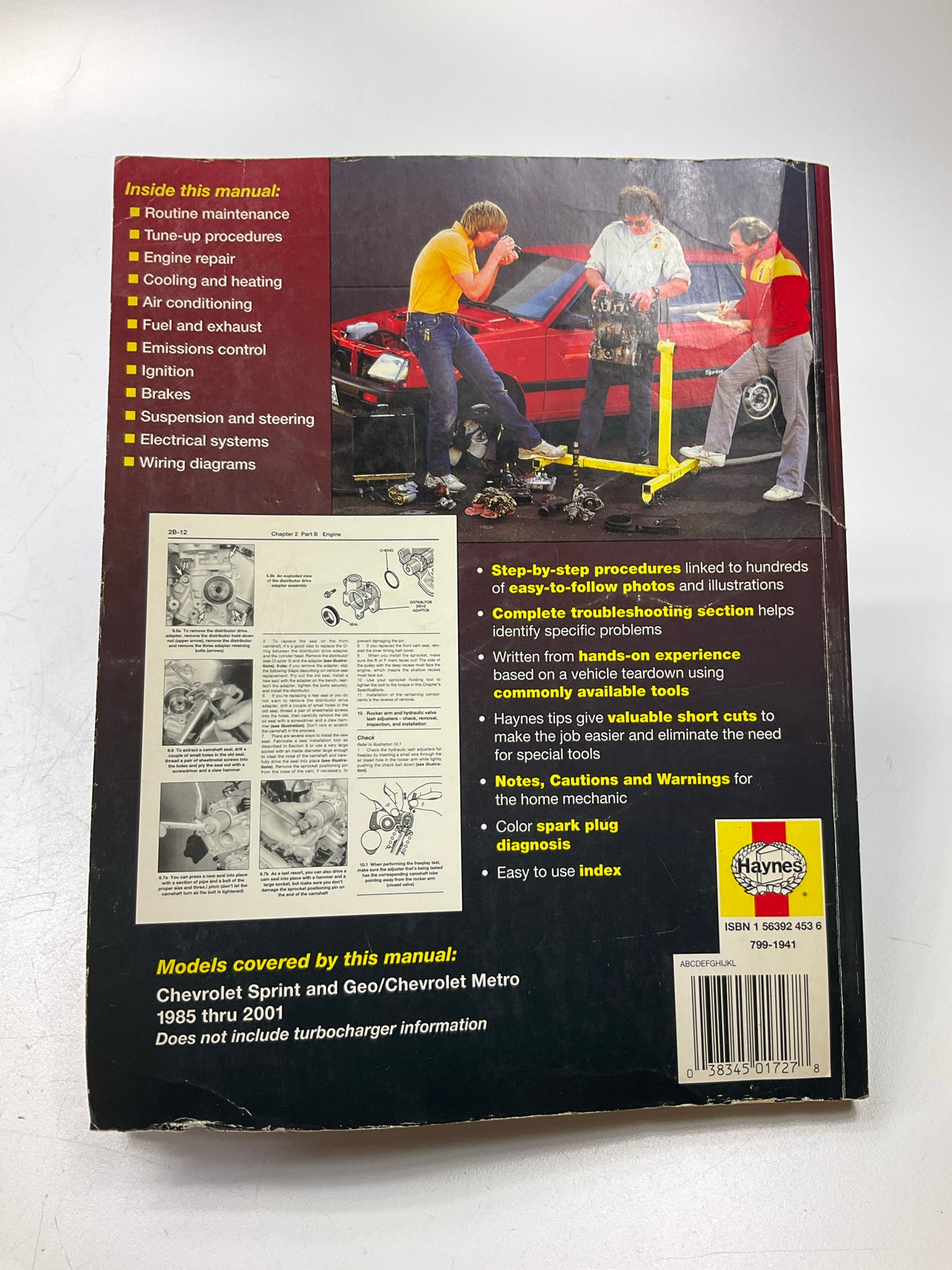 Damaged Cover, Used, Haynes 24075 Repair Manual 1992-2001 Chevy / Geo Metro