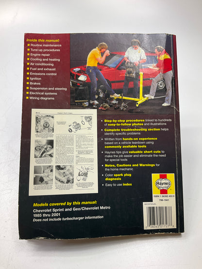 Damaged Cover, Used, Haynes 24075 Repair Manual 1992-2001 Chevy / Geo Metro