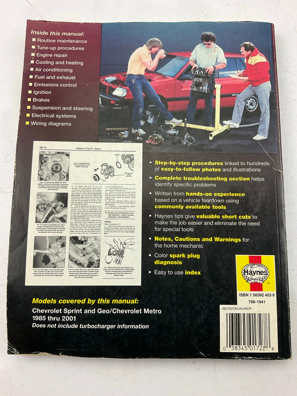 DAMAGED COVER - Haynes 24075 Repair Manual For 1985-1991 Sprint, Metro