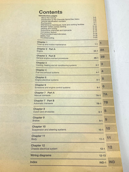 OPENED - Haynes 24075 Repair Manual For 1985-1992 Chevy Sprint 1989-2001 Metro