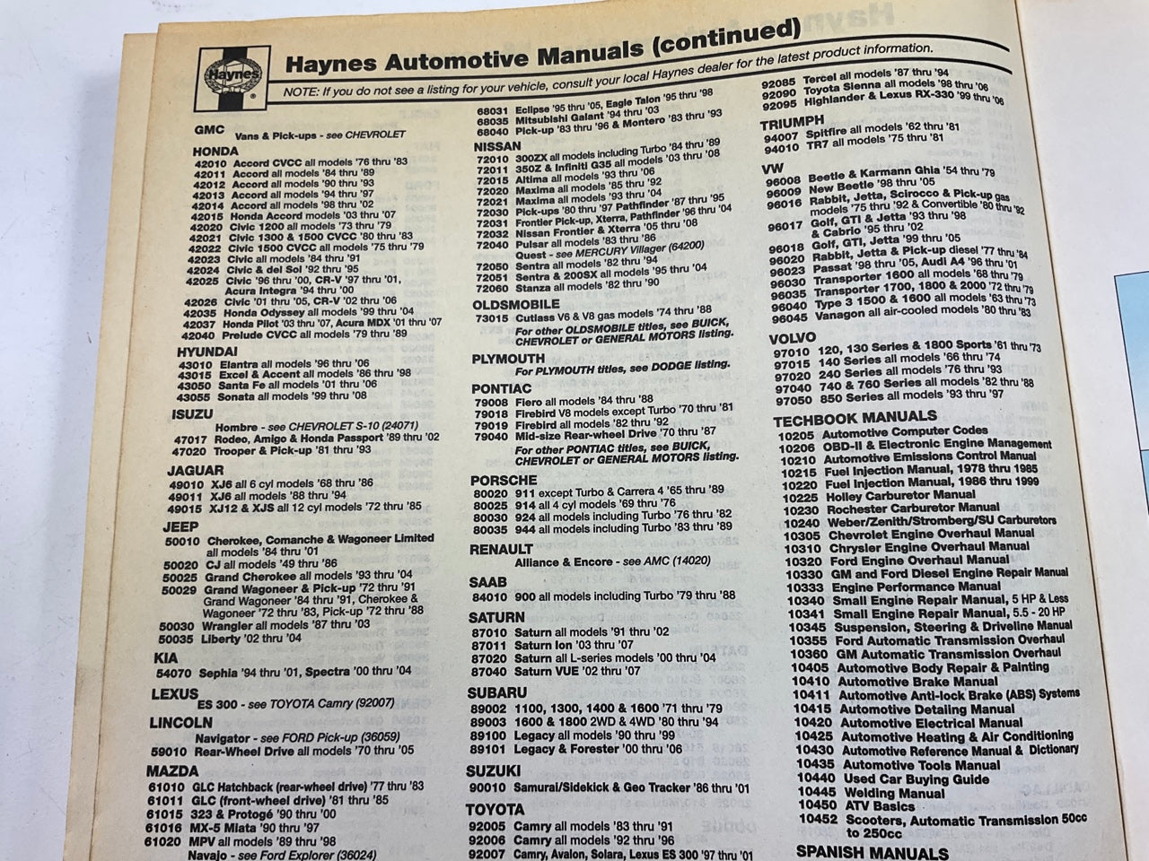 USED - Haynes 25026 Repair Manual For Chrysler 300M, Concorde, Intrepid, & LHS