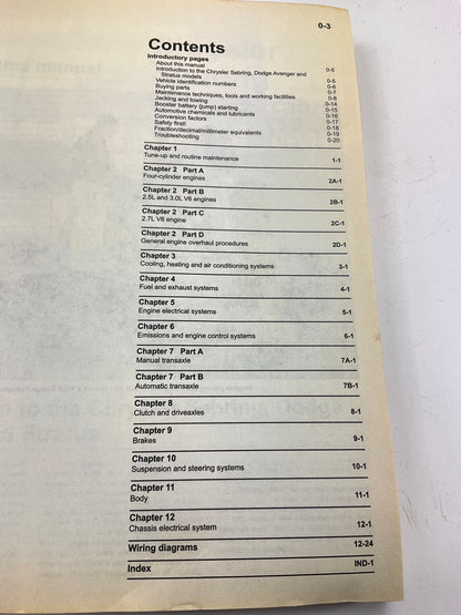 Haynes 25040 Repair Manual For 1995-06 Sebring & Stratus, 1995-00 Avenger
