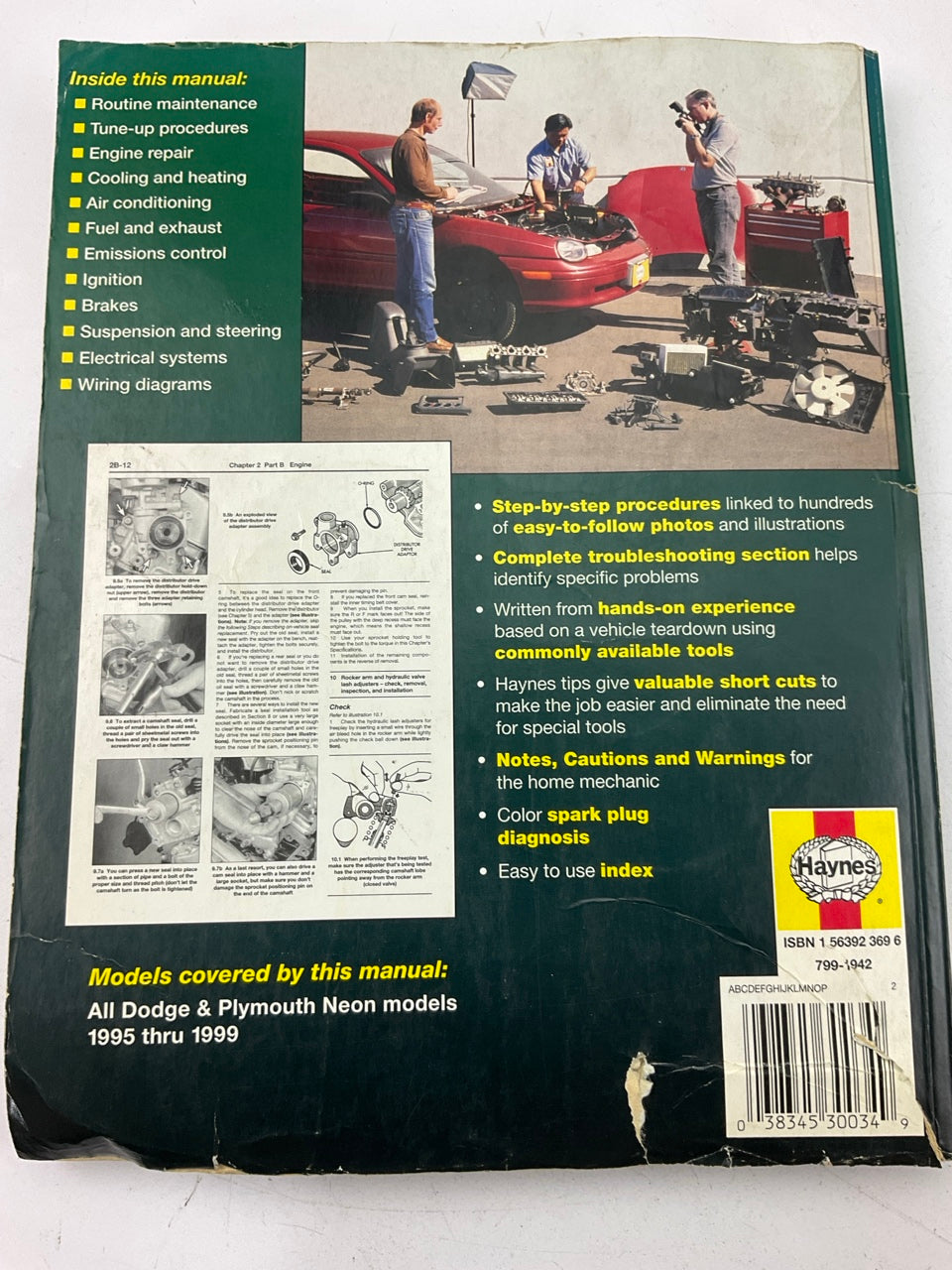 DAMAGED COVER - Haynes 30034 Repair Manual For 1995-1999 Neon