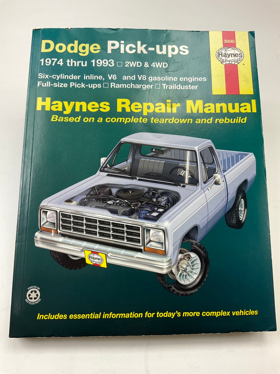 Haynes 30040 Repair Manual For 1974-1993 Dodge Pickups 2WD & 4WD - OPENED