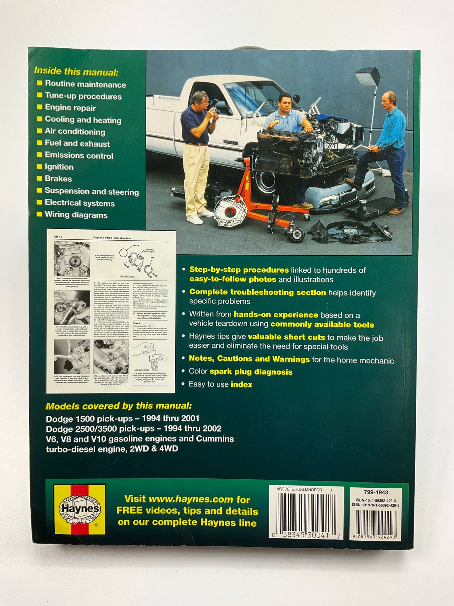 OPENED - ACTUAL MANUAL SHOWN - Haynes 30041 Repair Manual For 94-02 Dodge Truck