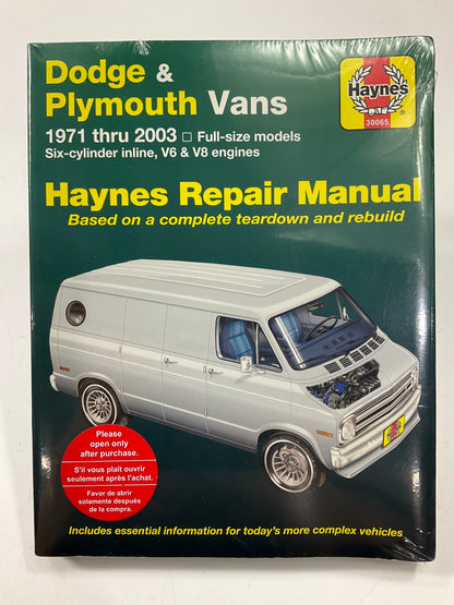 Haynes 30065 Repair Manual For 1971-2003 Dodge Vans V6 V8 - SEALED