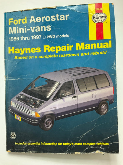 DAMAGED - Haynes 36004 Repair Manual 1986-1997 Ford Aerostar Mini-Vans 2WD