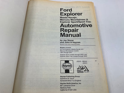 USED - Haynes 36024 Repair Manual For Ford Explorer, Mazda Navajo, Mountaineer