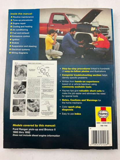 OPENED Haynes 36070 Repair Manual For 1983-1992 Ford Ranger, 1984-1990 Bronco II