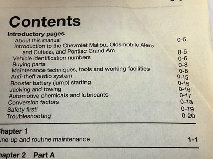 Haynes 38026 Repair Manual For Malibu, Alero, Cutlas, Grand Am, Classic