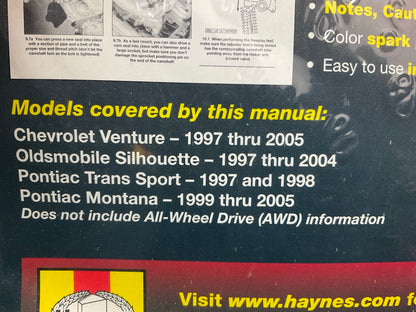 Haynes 38036 Repair Manual For 1997-05 Venture, Sihouette, Trans Sport, Venture