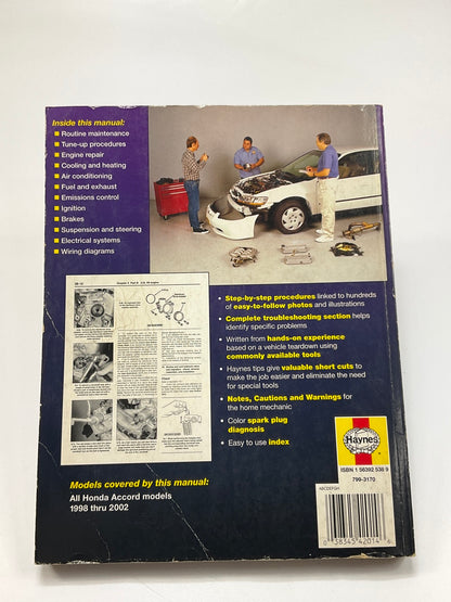 Haynes 42014 Repair Manual For 1998-2002 Honda Accord - TEARS ON FRONT PAGE