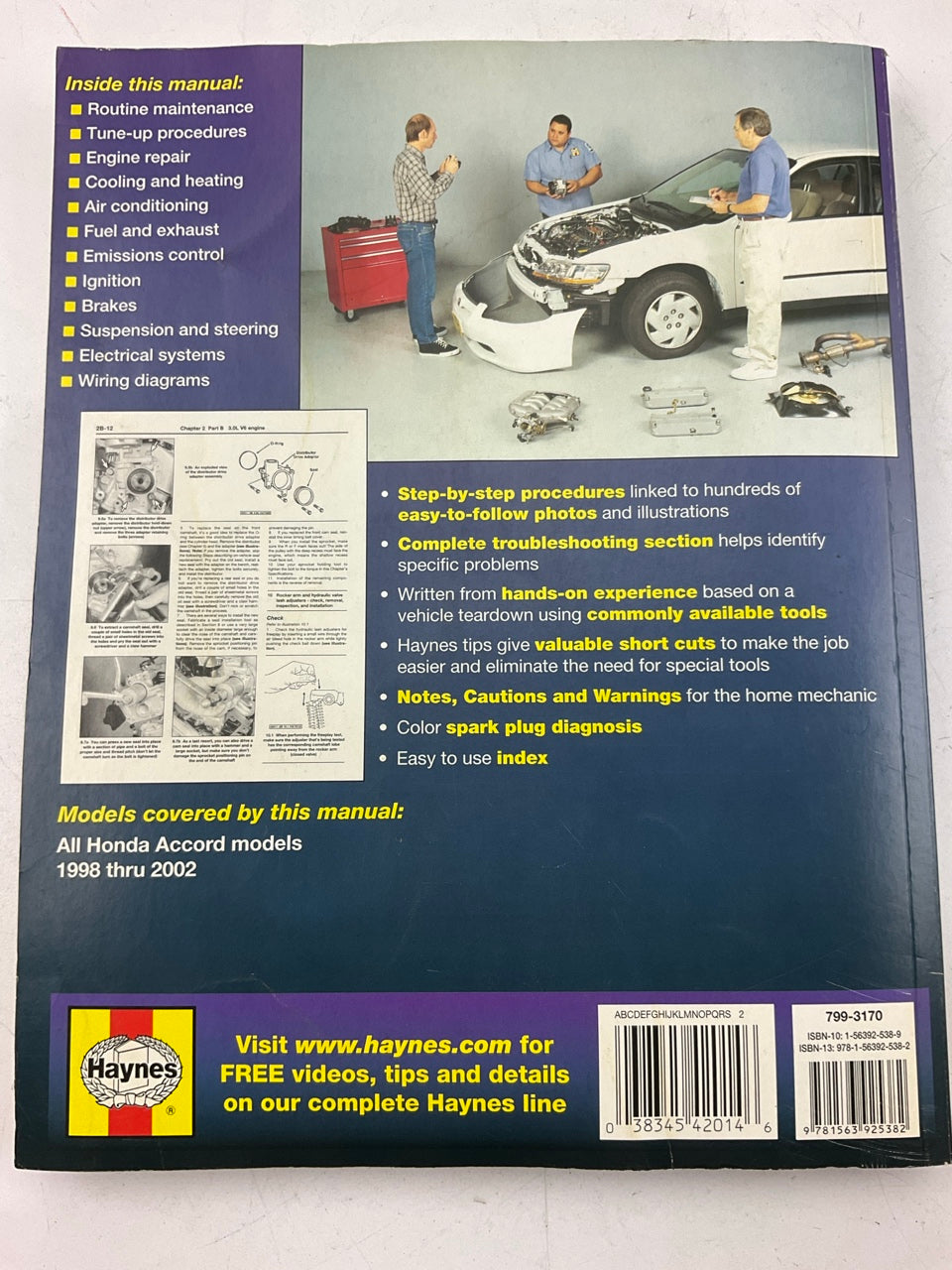 Haynes 42014 Repair Manual For 1998-2002 Honda Accord - OPEN