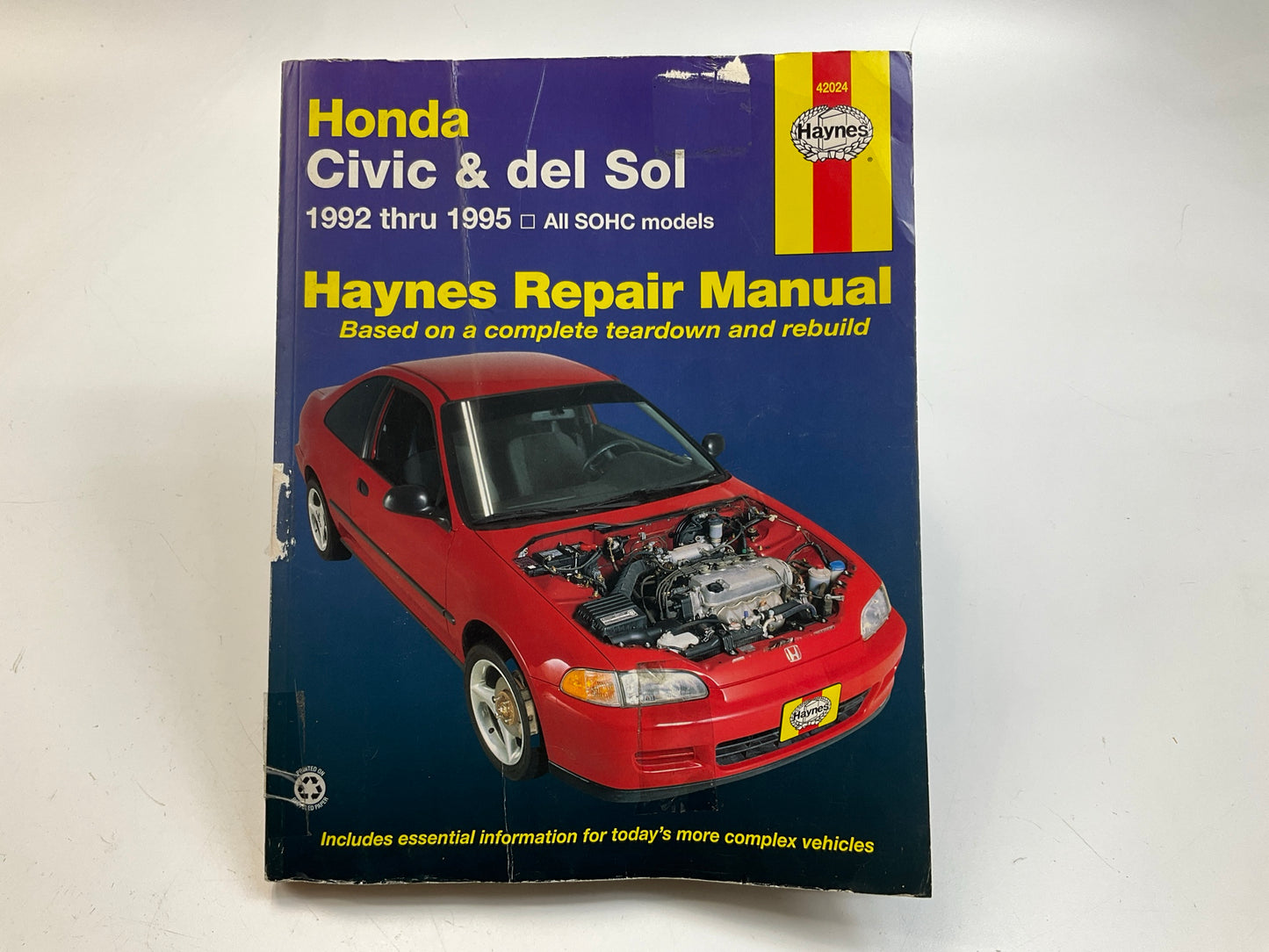 FRONT PAGE TORN - Haynes 42024 Repair Manual For 1992-1995 Honda Civic