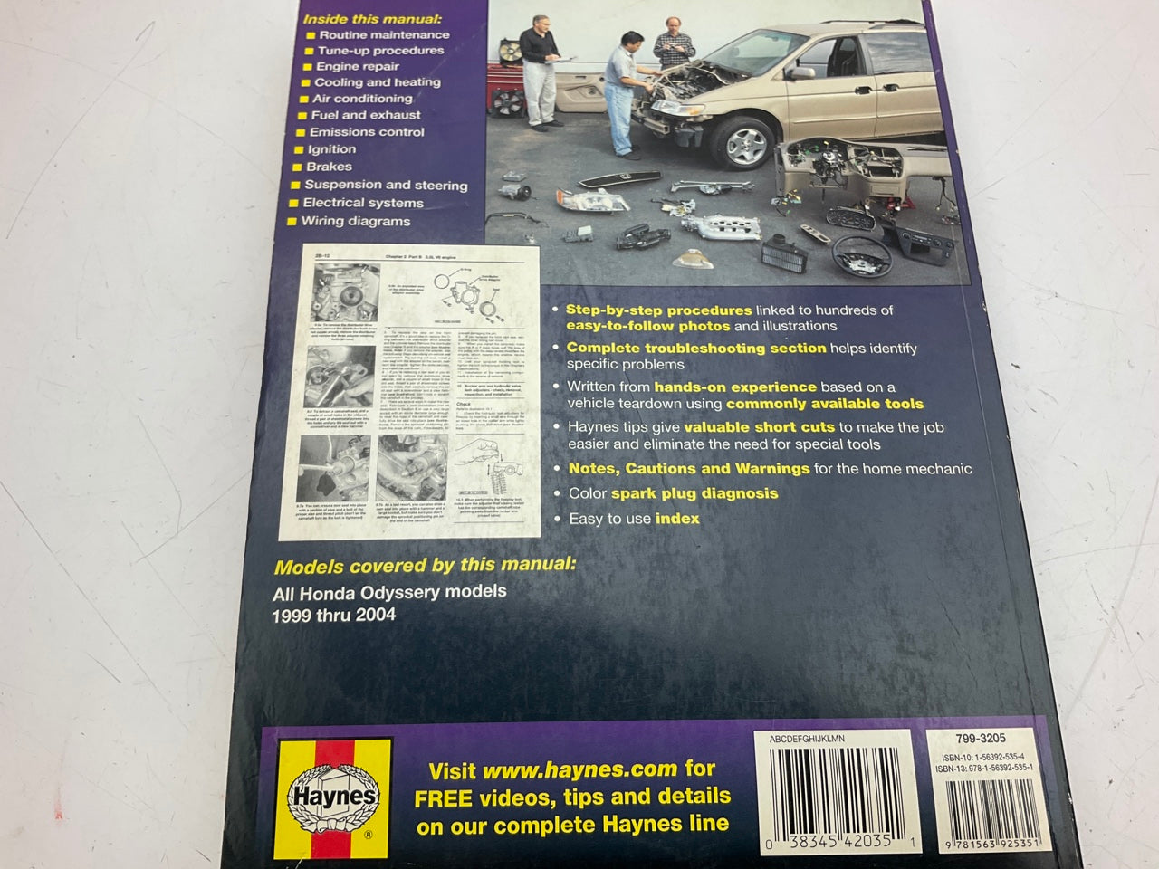 Haynes 42035 Repair Manual For 1999-2010 Honda Odyssey