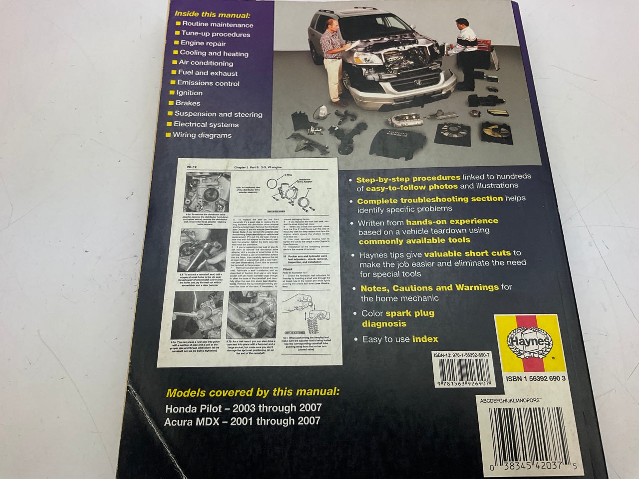 Haynes 42037 Repair Manual For 2003-2007 Honda Pilot, 2006-07 Ridgeline - OPENED