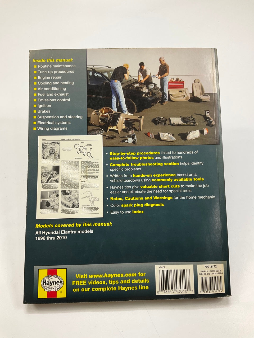 OPENED, NEW - Haynes 43010 Repair Manual For 1996-2010 Hyundai Elantra