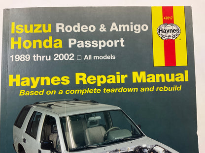 OPENED - Haynes 47017 Repair Manual - 1995-02 Honda Passport, 91-02 Isuzu Rodeo