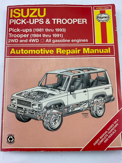 OPENED - Haynes 47020 Repair Manual For 1981-1993 Isuzu Pickup, 84-91 Trooper