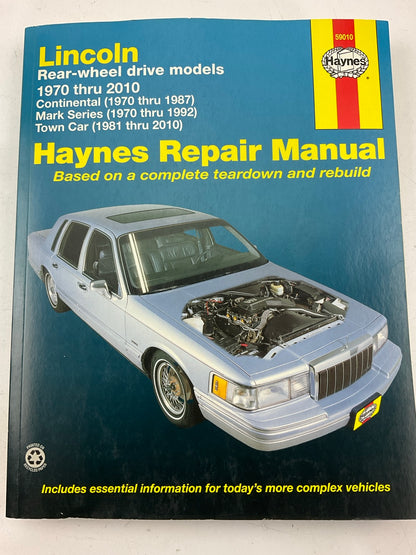 Haynes 59010 Repair Manual For 1970-2010 REAR Wheel Drive Lincoln - OPEN