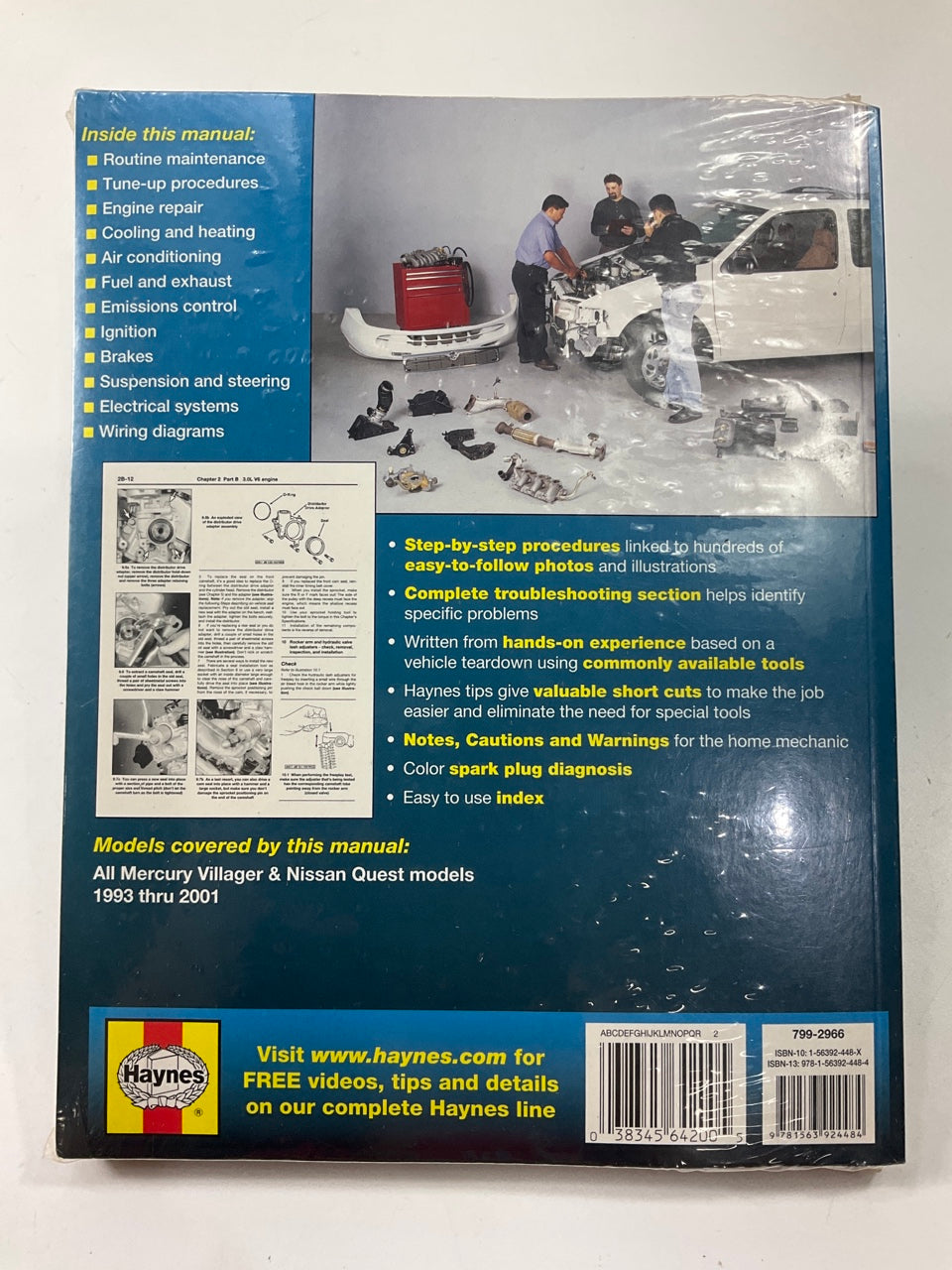 Haynes 64200 Repair Manual For 1993-01 Nissan Quest & Mercury Villager - SEALED