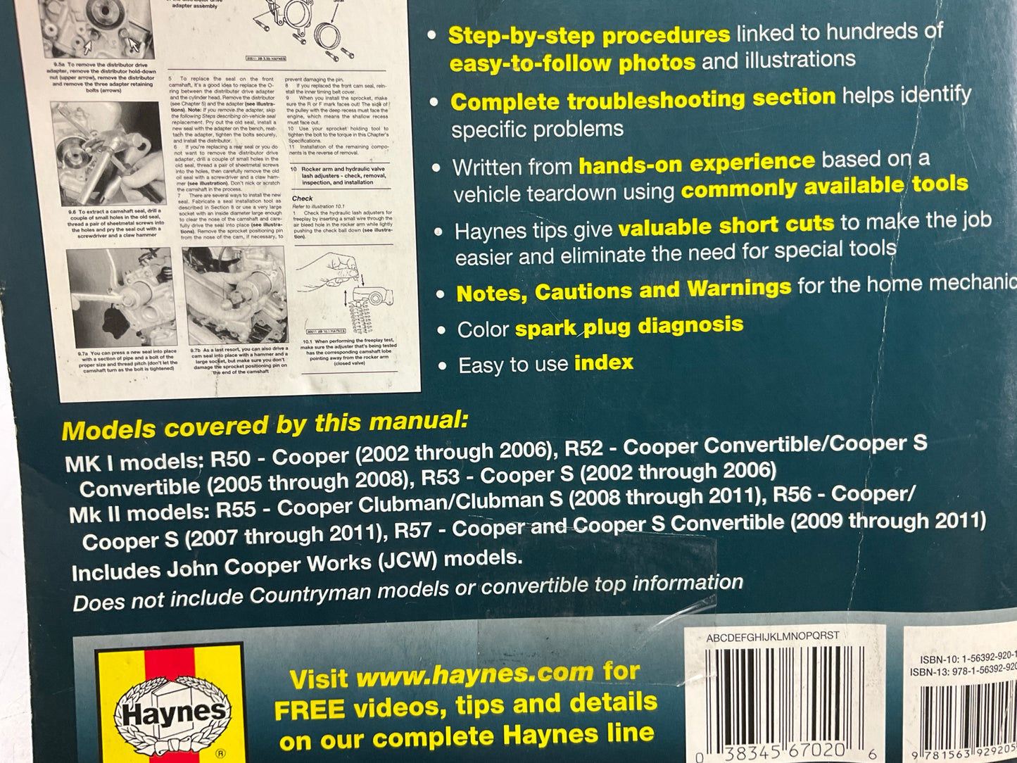 USED - Haynes 67020 Repair Manual For 2002-2011 Mini Cooper