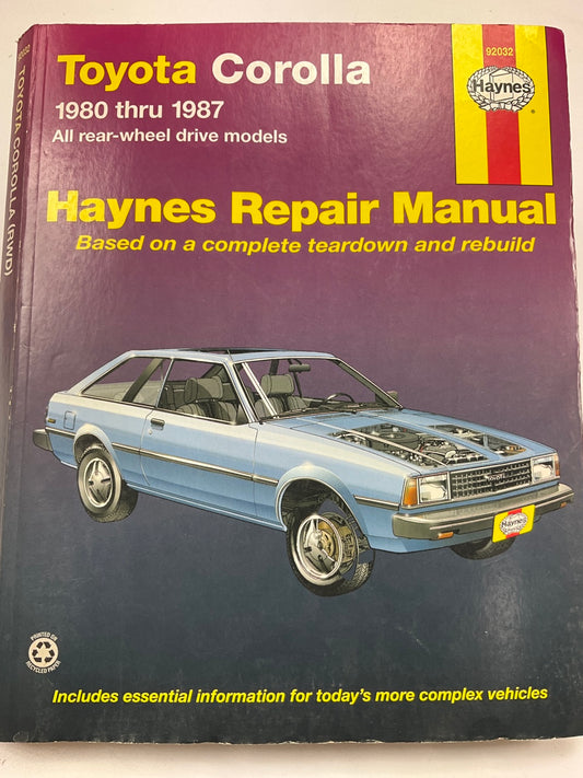 Haynes 92032 Repair Manual For 1980-1987 Toyota Corolla - OPENED