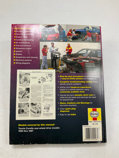 Haynes 92032 Repair Manual For 1980-1987 Toyota Corolla - USED