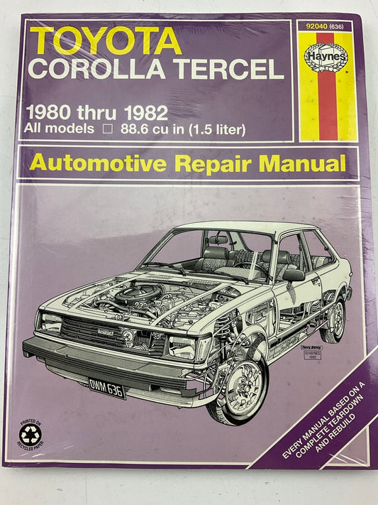 Haynes 9240 Repair Manual For 1980-1982 Toyota Tercel - SEALED