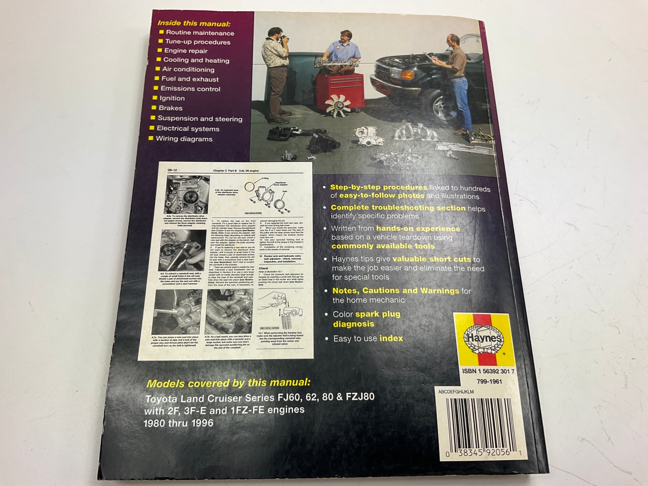 Haynes 92056 Repair Manual For 1980-1996 Toyota Land Cruiser FJ60, 62, 80 - USED