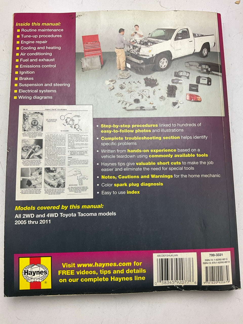 Haynes 92077 Repair Manual For 2005-2011 Toyota Tacoma - DAMAGED COVER