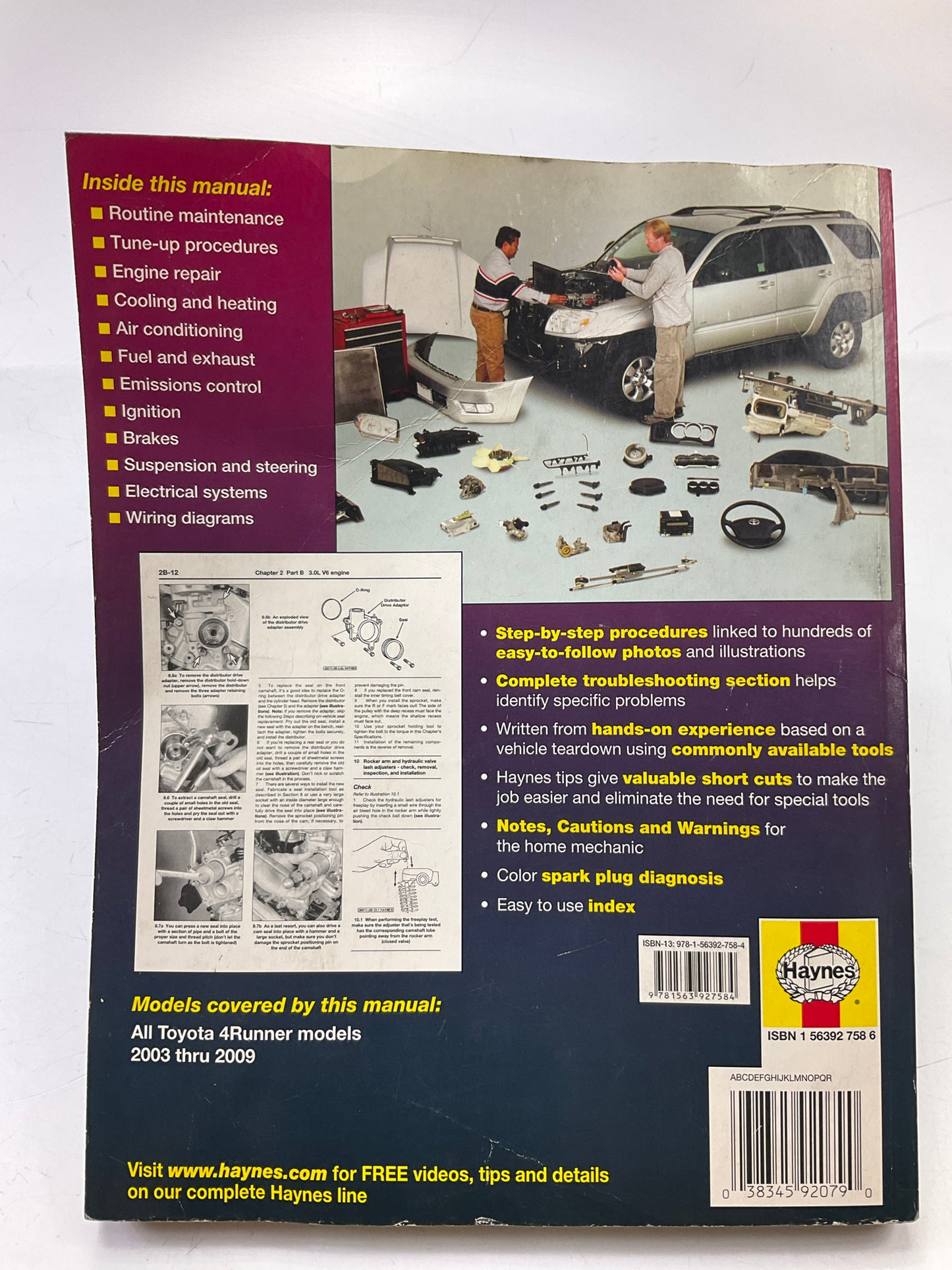 Damaged Cover, Used, As Shown - Haynes 92079 Repair Manual 03-09 Toyota 4Runner