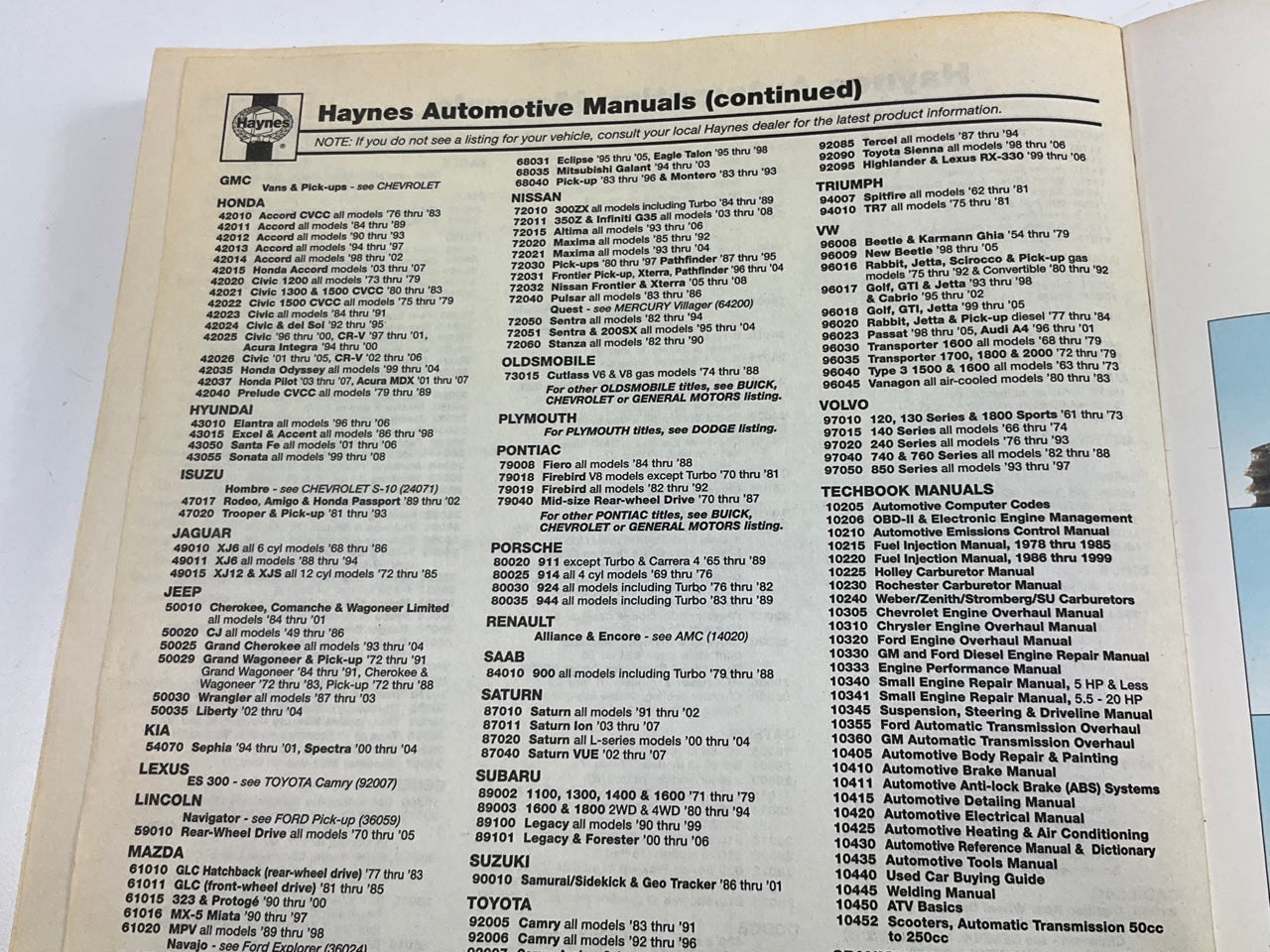 OPEN - Haynes 92082 Repair Manual For 1996-2005 Toyota RAV4