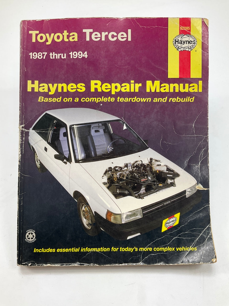 CREASED COVER - Haynes 92085 Repair Manual For 1987-1994 Toyota Tercel